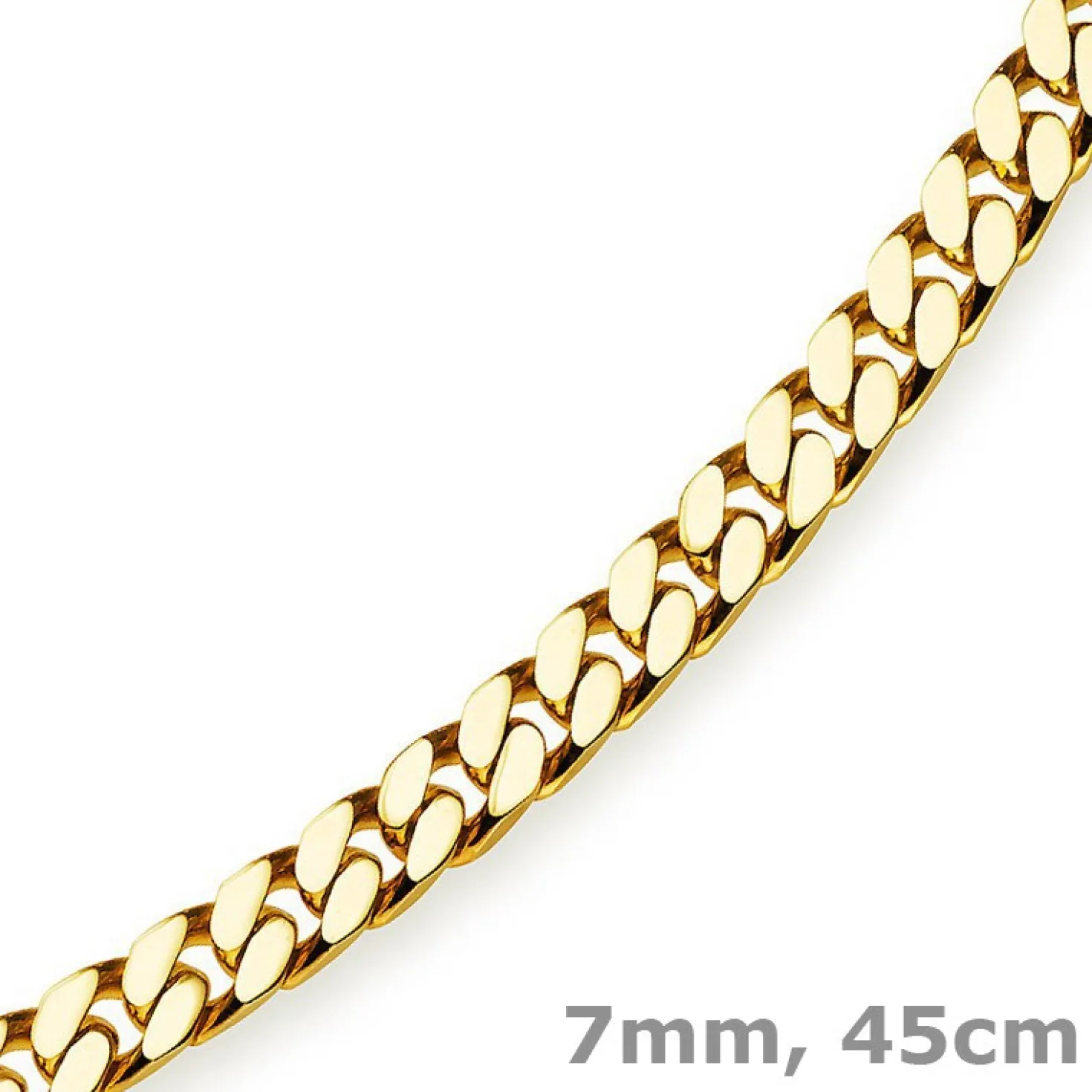 7mm Panzerkette Kette Collier diamantiert, 750 Gold Gelbgold massiv, 45cm