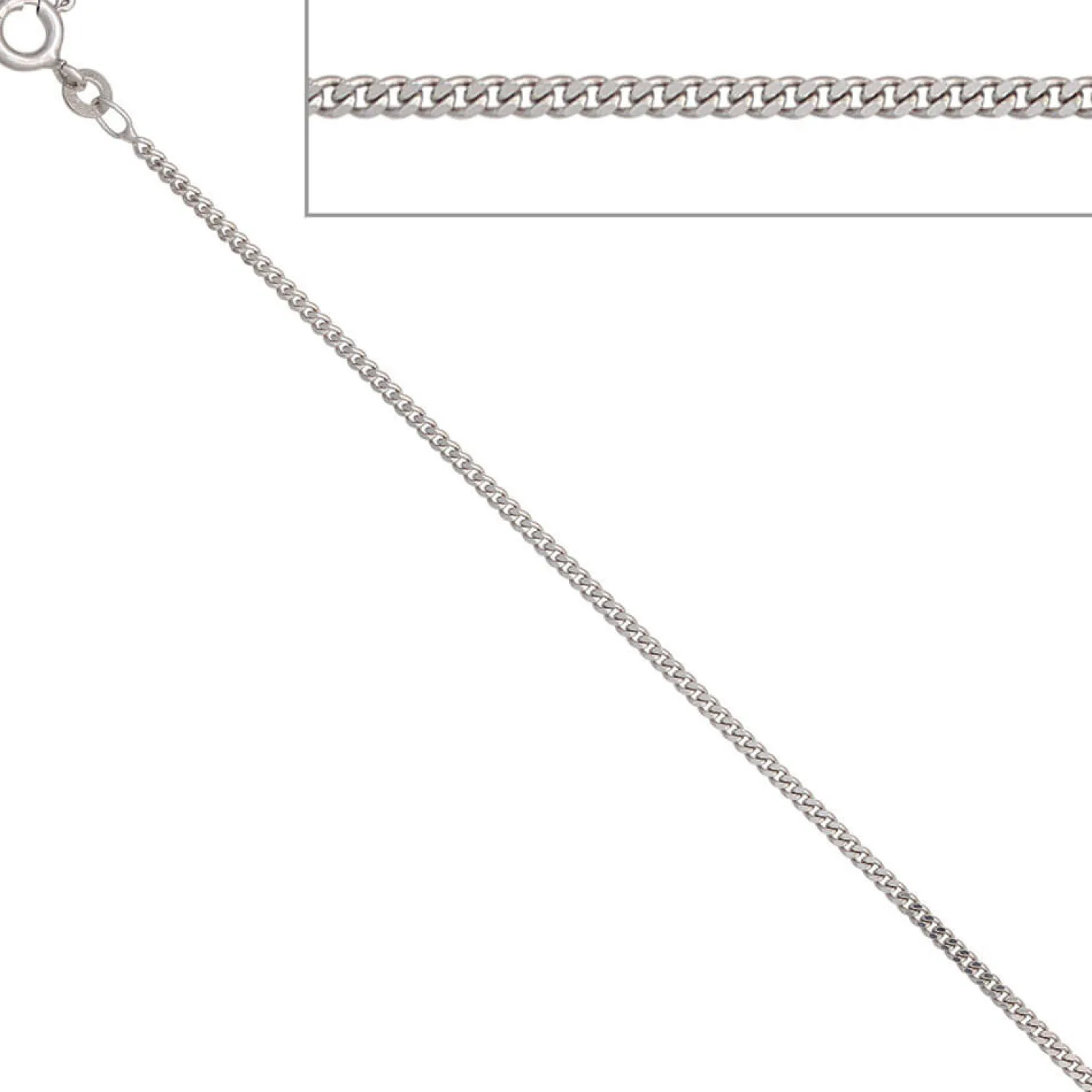 1,7mm Panzerkette Kette Collier 333 Gold Weißgold, 38cm