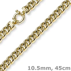 10,5mm Panzerkette Kette Collier Halskette 585 Gold Gelbgold 45cm Halsschmuck