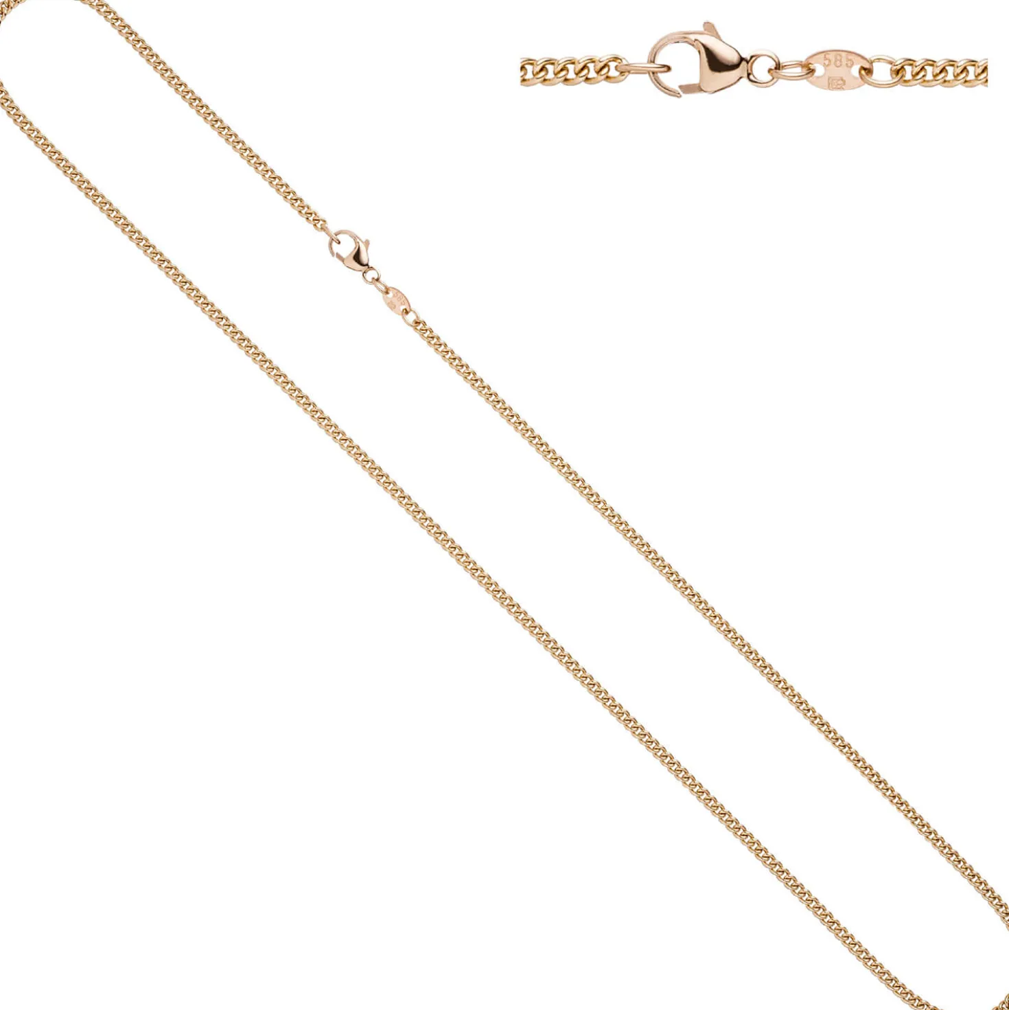 2,0mm Panzerkette Kette Collier, 585 Rotgold Gold, Goldkette, 45 cm