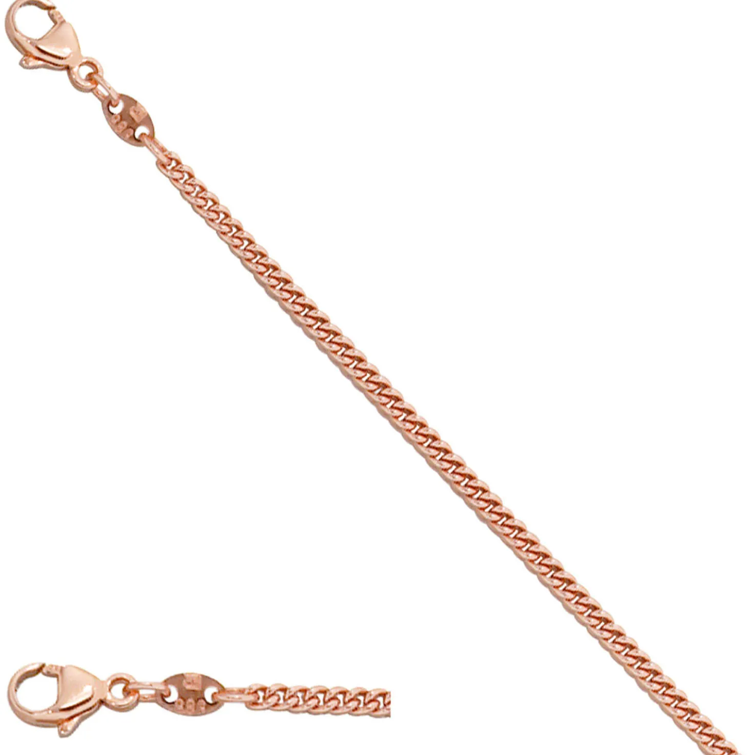 2,0mm Panzerkette Kette Collier, 585 Rotgold Gold, Goldkette, 45 cm