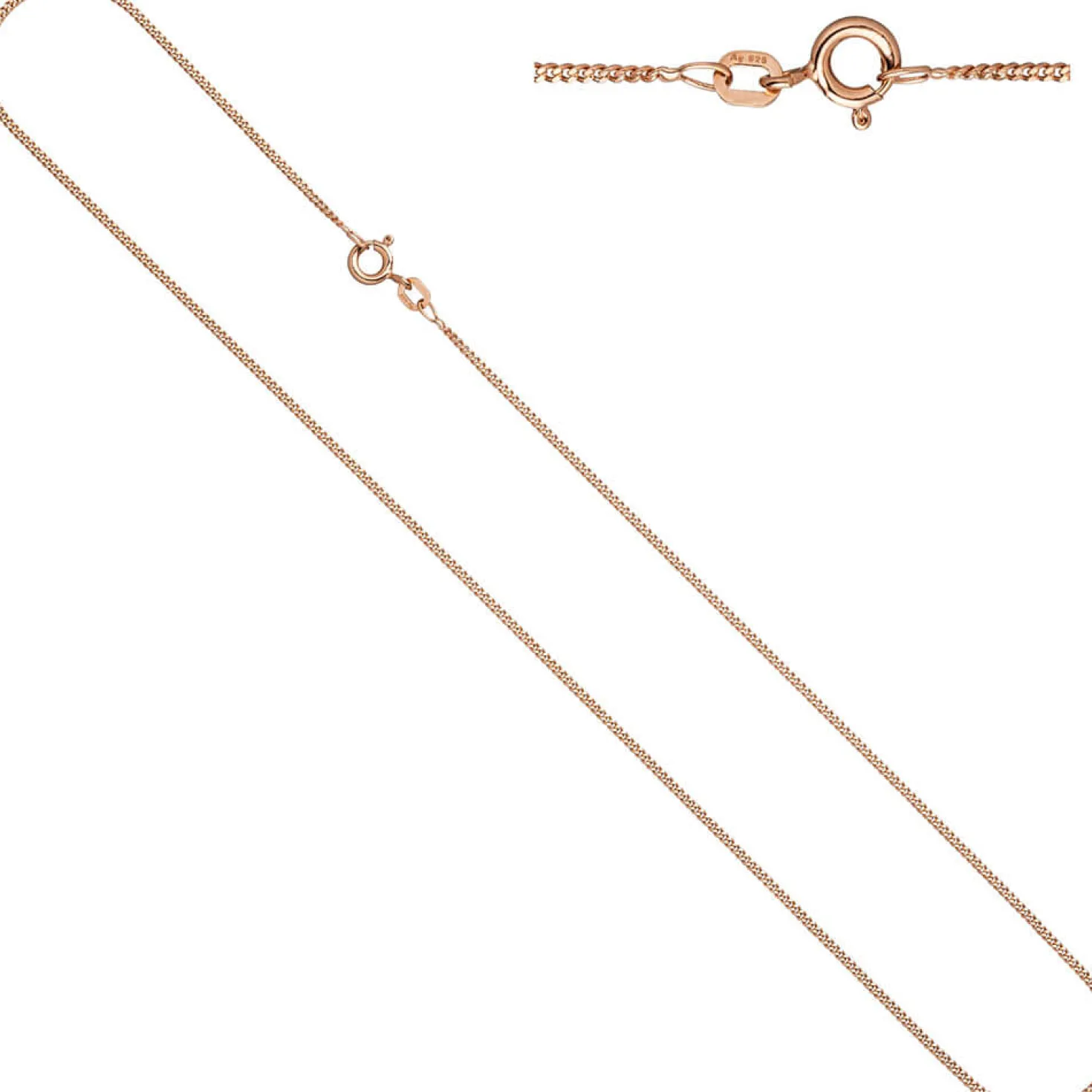 1,3mm Panzerkette Kette Halskette Collier aus 925 Silber rotgold vergoldet 45cm