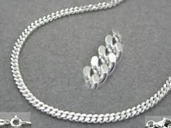 1,7mm Panzerkette Kette, 925 Silber, Silberkette, diamantiert, 45 cm