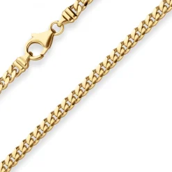 4mm Panzerkette oval diamantiert Collier Halskette aus 585 Gold Gelbgold 55cm
