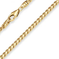 4mm Panzerkette oval diamantiert Collier Halskette aus 585 Gold Gelbgold 55cm