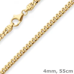 4mm Panzerkette oval diamantiert Collier Halskette aus 585 Gold Gelbgold 55cm