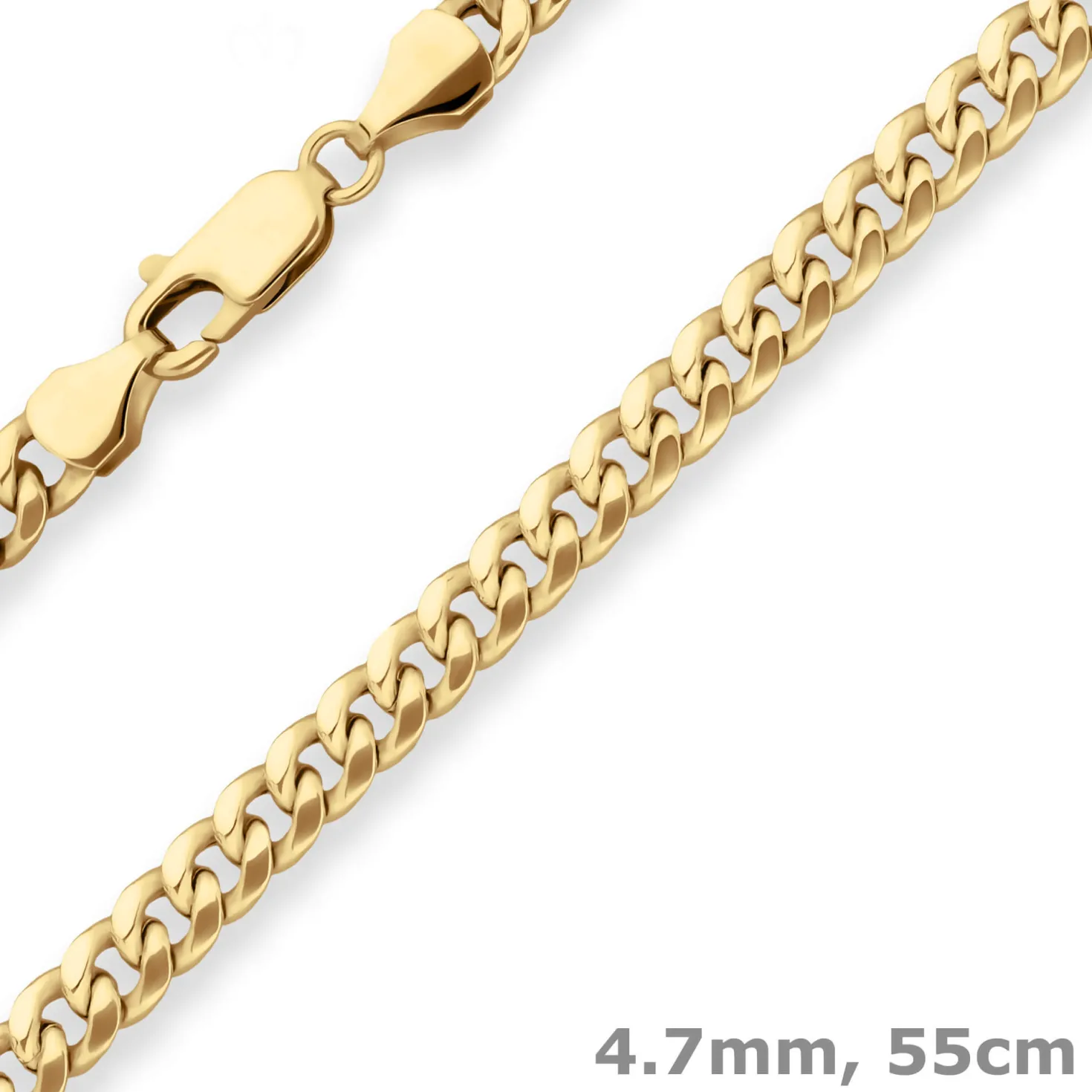 4,7mm Panzerkette oval diamantiert Collier Halskette aus 585 Gold Gelbgold 55cm