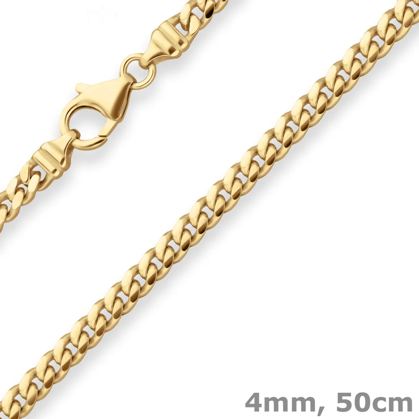 4mm Panzerkette oval diamantiert Collier Halskette aus 585 Gold Gelbgold 50cm