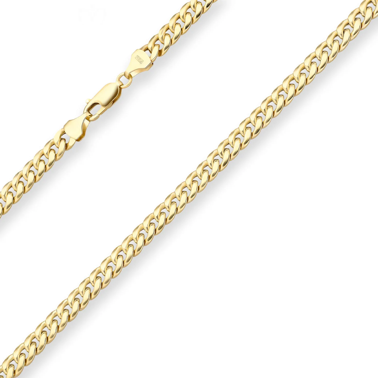 6mm Panzerkette oval diamantiert Kette Collier aus 585 Gold Gelbgold 45cm
