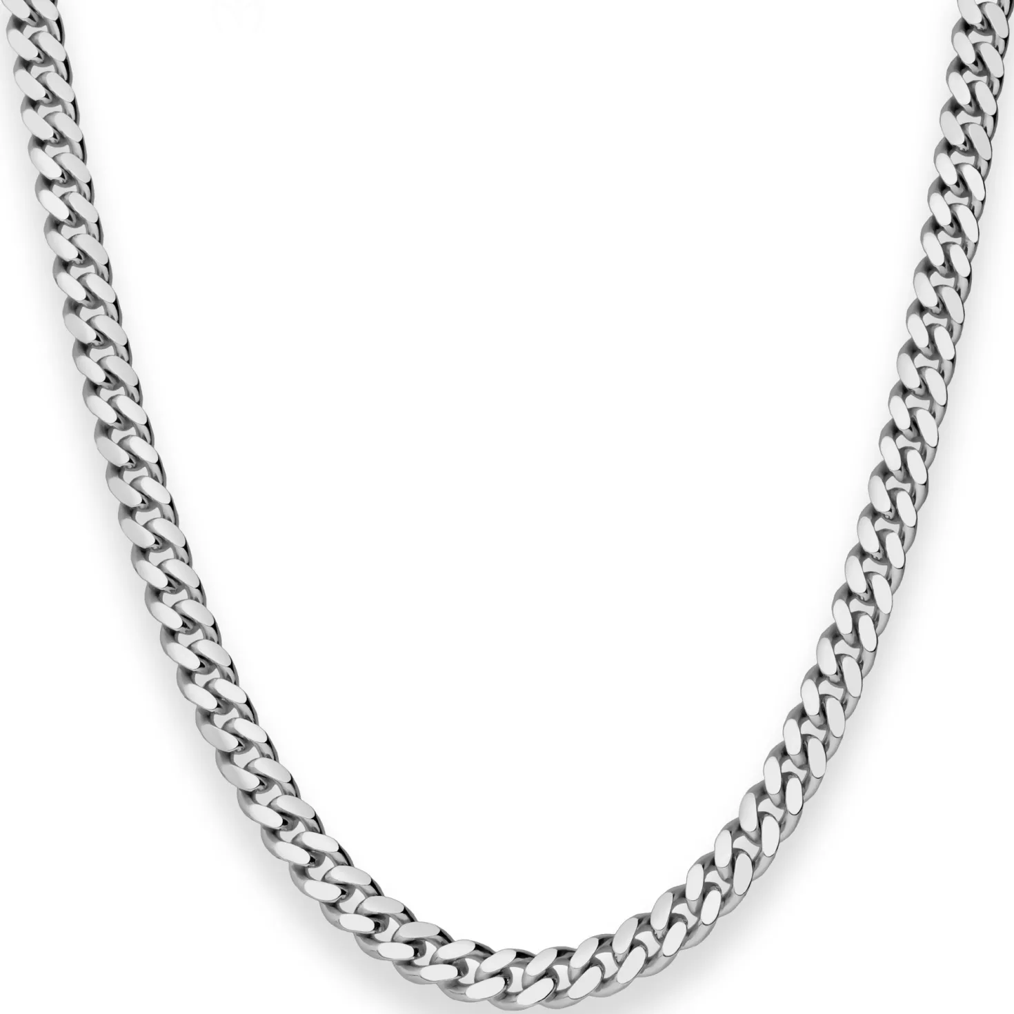 5,3mm Panzerkette oval diamantiert Kette Collier aus 925 Silber rhodiniert 60cm