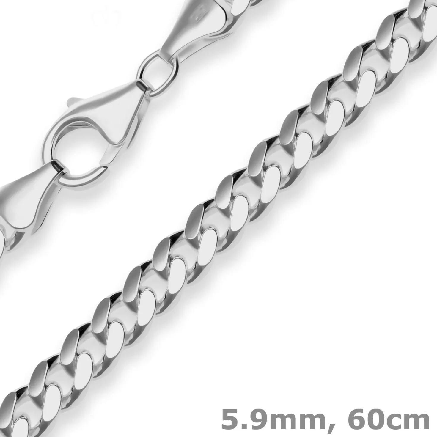 5,9mm Panzerkette oval diamantiert Kette Collier aus 925 Silber rhodiniert 60cm