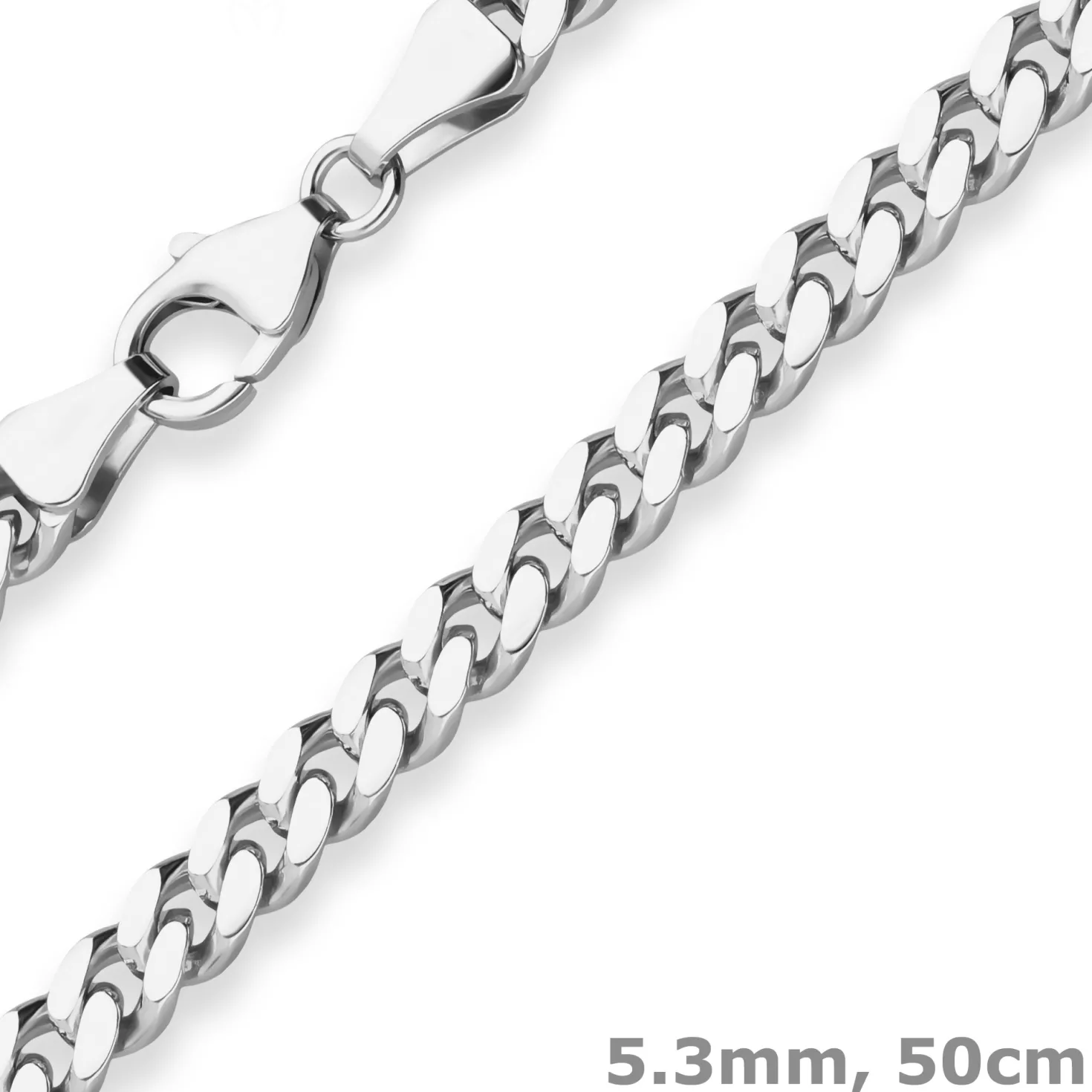 5,3mm Panzerkette oval diamantiert Kette Collier Halskette aus 925 Silber 50cm