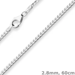 2,8mm Panzerkette oval Silberkette Collier Halskette aus 925 Silber 60cm