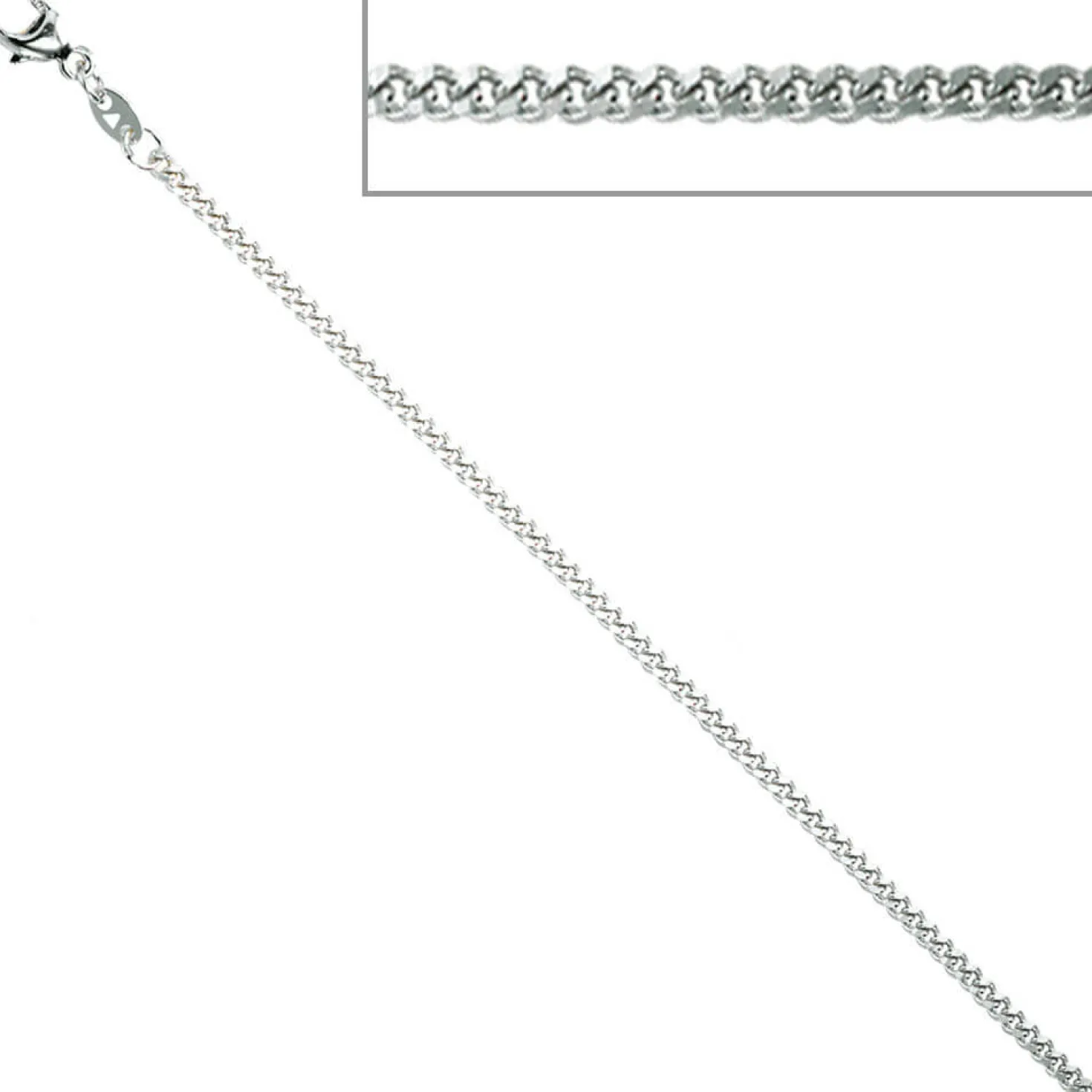 1,6mm Panzerkette Panzer Kette Collier, 925 Silber, Silberkette, 38 cm