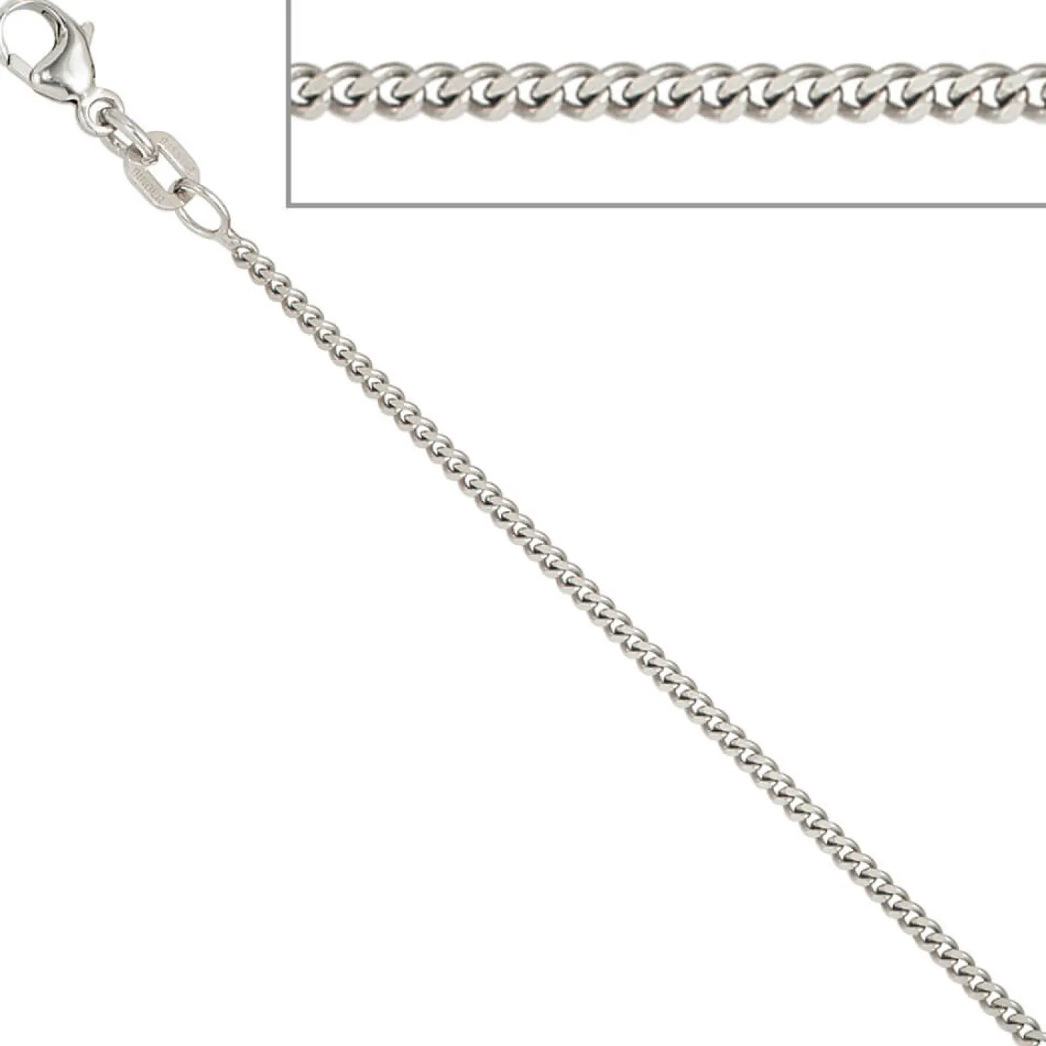 1,6mm Panzerkette Panzer Kette Collier, 925 Silber, Silberkette, 38 cm