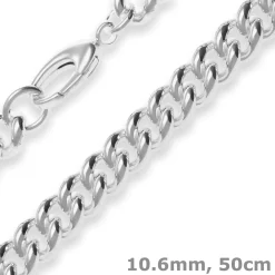 10,6mm Panzerkette rund Silberkette Collier Halskette aus 925 Silber 50cm