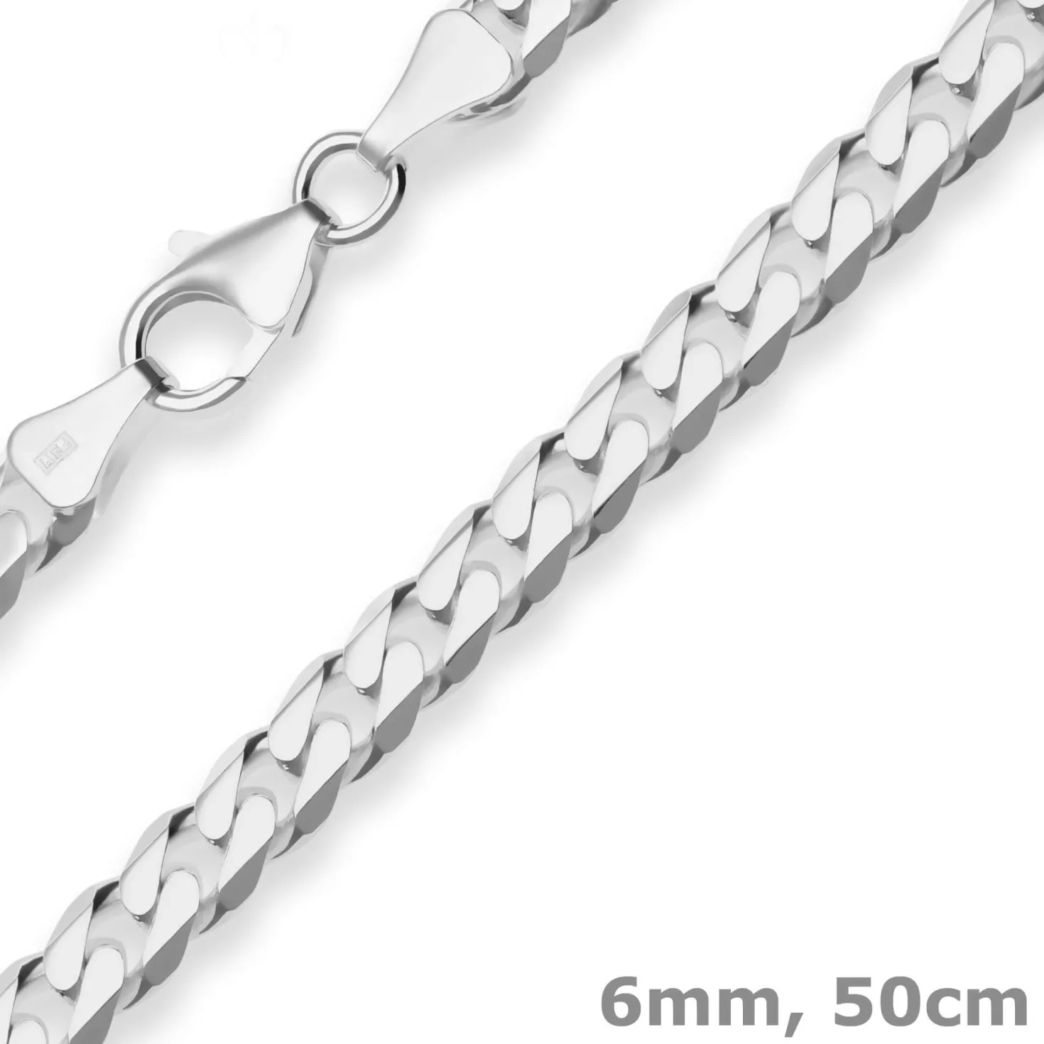 6mm Panzerkette Silberkette Collier Halskette aus 925 Silber 50cm
