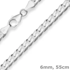 6mm Panzerkette Silberkette Collier Halskette aus 925 Silber 55cm