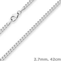 2,7mm Panzerkette Silberkette Collier Halskette aus 925 Silber 42cm