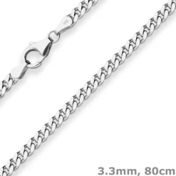 3,3mm Panzerkette Silberkette Collier Halskette aus 925 Silber 80cm