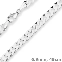 6,9mm Panzerkette Silberkette Collier Halskette aus 925 Silber 45cm