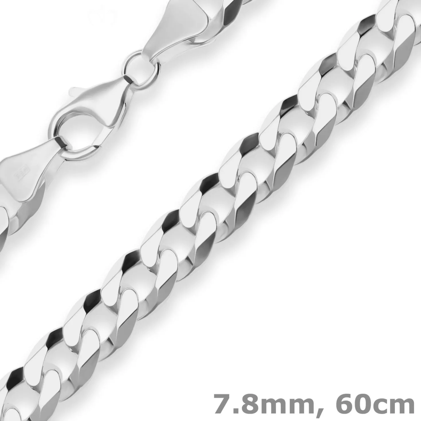 7,8mm Panzerkette Silberkette Collier Halskette aus 925 Silber 60cm