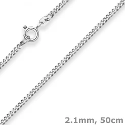 2,1mm Panzerkette Silberkette Collier Halskette aus 925 Silber 50cm