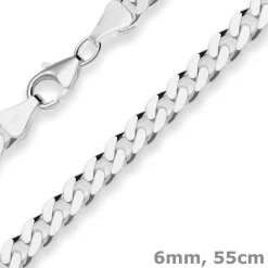 6mm Panzerkette Silberkette Collier Halskette aus 925 Silber 55cm