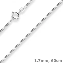 1,7mm Panzerkette Silberkette Collier Halskette aus 925 Silber 60cm
