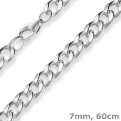 7mm Panzerkette Silberkette Collier Halskette aus 925 Silber 60cm