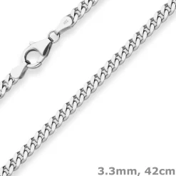 3,3mm Panzerkette Silberkette Collier Halskette aus 925 Silber 42cm