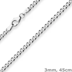 3mm Panzerkette Silberkette Collier Halskette aus 925 Silber 45cm