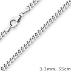 3,3mm Panzerkette Silberkette Collier Halskette aus 925 Silber 55cm