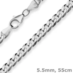 5,5mm Panzerkette Silberkette Collier Halskette aus 925 Silber rhodiniert 55cm