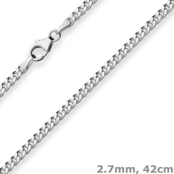 2,7mm Panzerkette Silberkette Collier Halskette aus 925 Silber rhodiniert 42cm