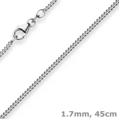 1,7mm Panzerkette Silberkette Collier Halskette aus 925 Silber rhodiniert 45cm