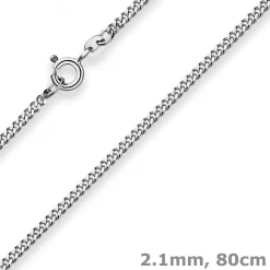 2,1mm Panzerkette Silberkette Collier Halskette aus 925 Silber rhodiniert 80cm