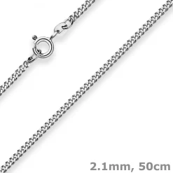 2,1mm Panzerkette Silberkette Collier Halskette aus 925 Silber rhodiniert 50cm
