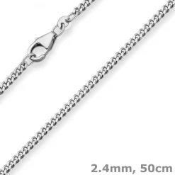 2,4mm Panzerkette Silberkette Collier Halskette aus 925 Silber rhodiniert 50cm