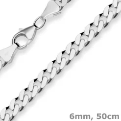 6mm Panzerkette Silberkette Collier Halskette aus 925 Silber rhodiniert 50cm