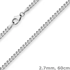 2,7mm Panzerkette Silberkette Collier Halskette aus 925 Silber rhodiniert 60cm