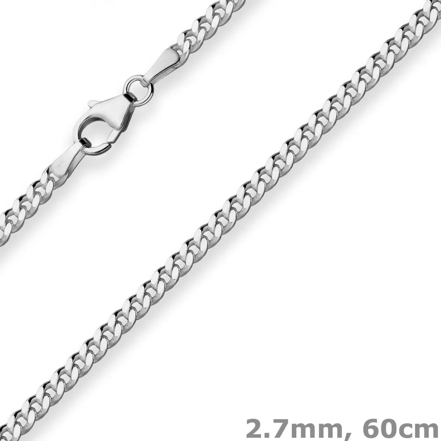 2,7mm Panzerkette Silberkette Collier Halskette aus 925 Silber rhodiniert 60cm
