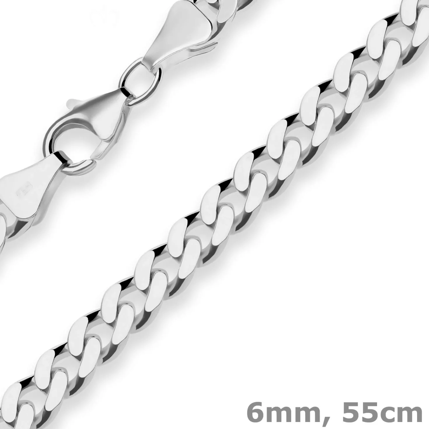 6mm Panzerkette Silberkette Collier Halskette aus 925 Silber rhodiniert 55cm