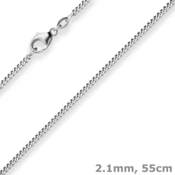 2,1mm Panzerkette Silberkette Collier Halskette aus 925 Silber rhodiniert 55cm