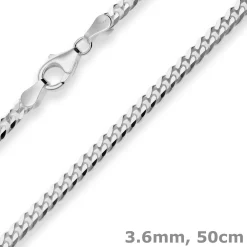 3,6mm Panzerkette Silberkette Collier Halskette aus 925 Silber rhodiniert 50cm