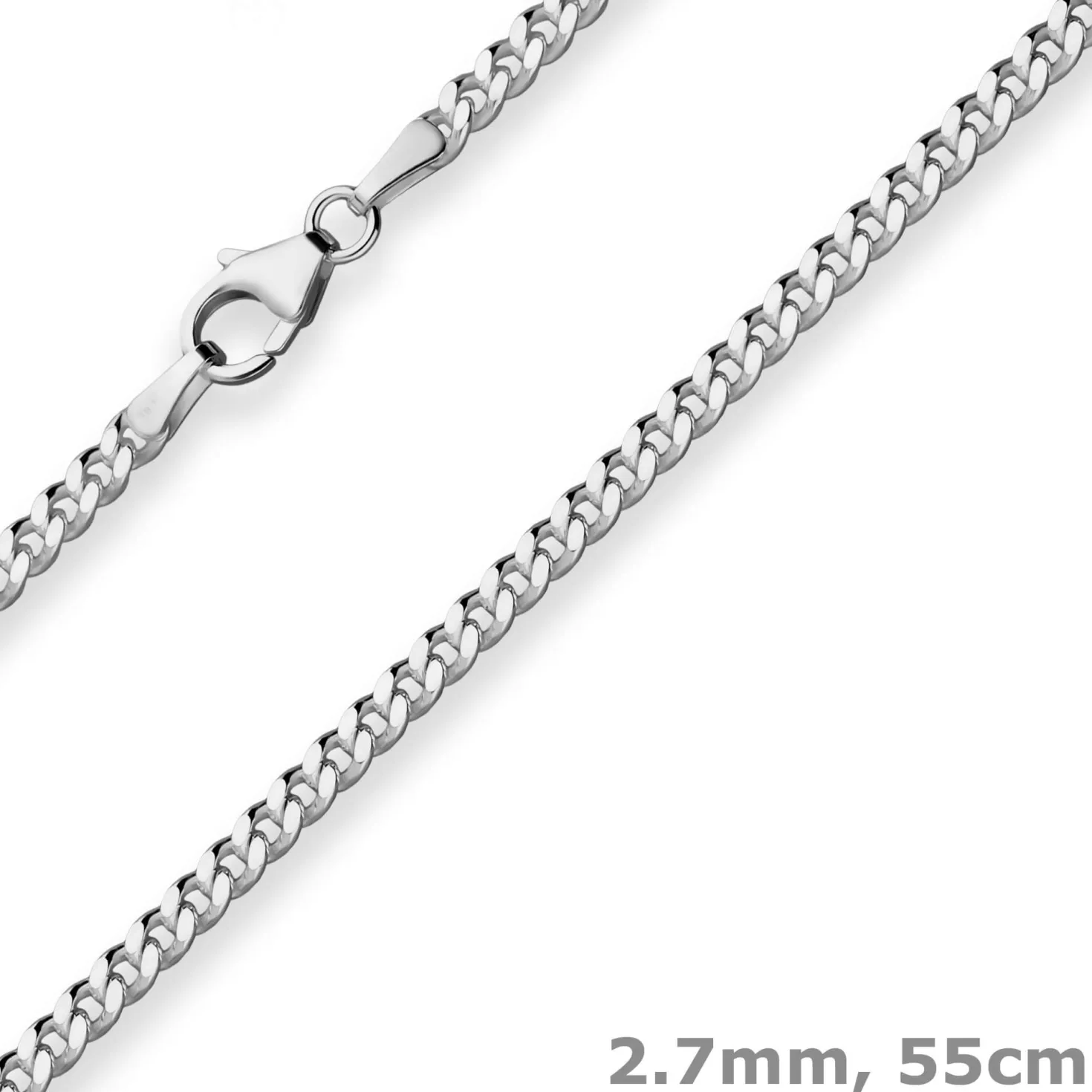 2,7mm Panzerkette Silberkette Collier Halskette aus 925 Silber rhodiniert 55cm