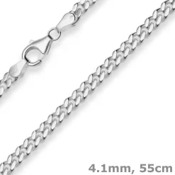 4,1mm Panzerkette Silberkette Collier Halskette aus 925 Silber rhodiniert 55cm