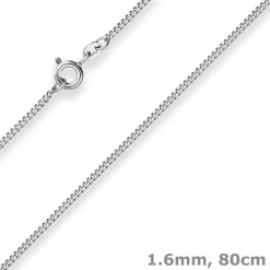 1,6mm Panzerkette Silberkette Collier Halskette aus 925 Silber rhodiniert 80cm
