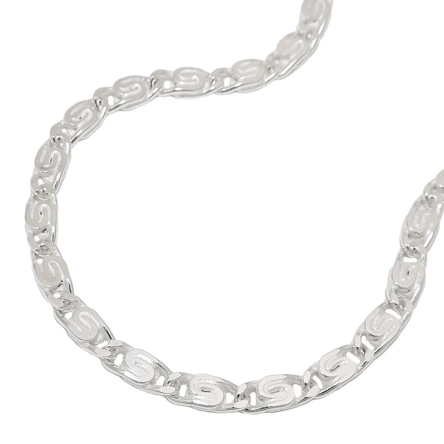 3,2mm Panzerkette S-Panzer Collier Kette, 925 Silber, Silberkette 50cm