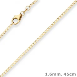 1,6mm Panzerkette weit Collier Halskette aus 585 Gold Gelbgold 45cm